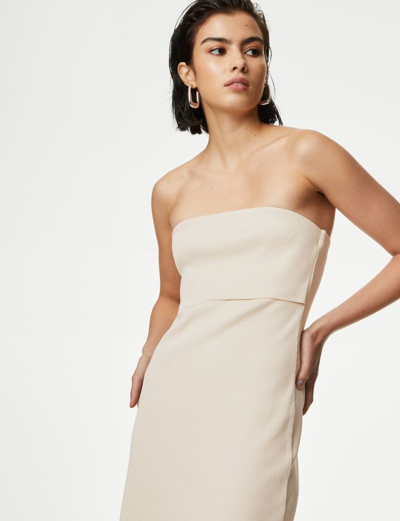 Cotton Rich Ribbed Bandeau Midi Dress