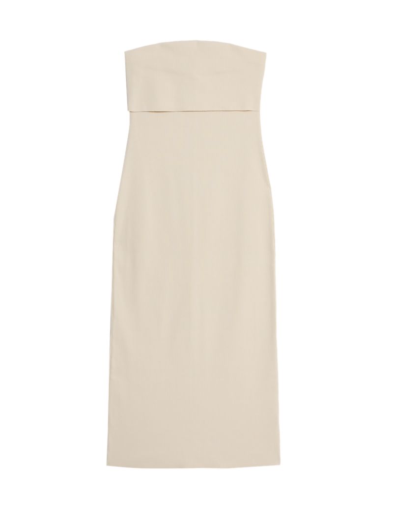 Cotton Rich Ribbed Bandeau Midi Dress