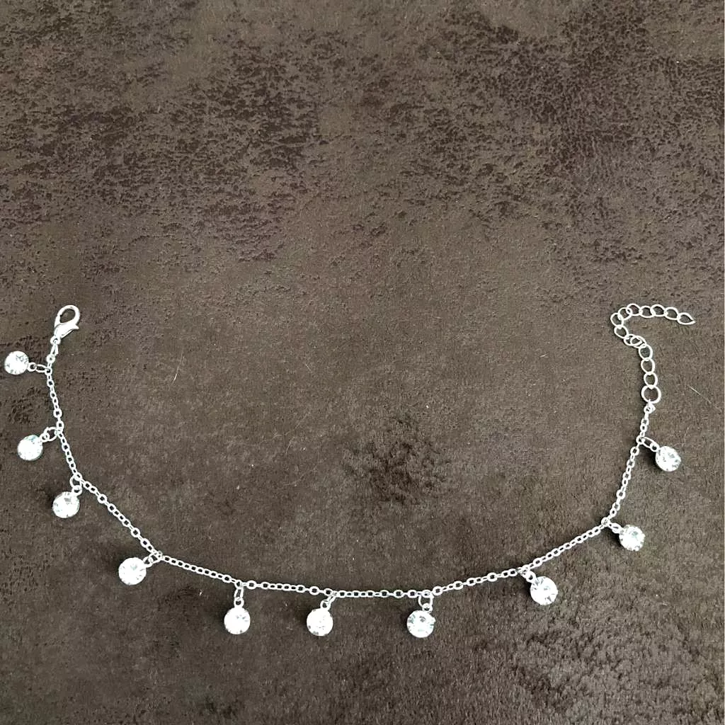 Crystal Silver Chain Anklet