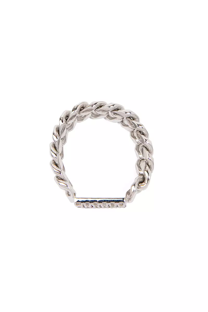 Cuban Chain Diamond Pavé Ring in Silver