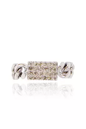 Cuban Chain Diamond Pavé Ring in Silver