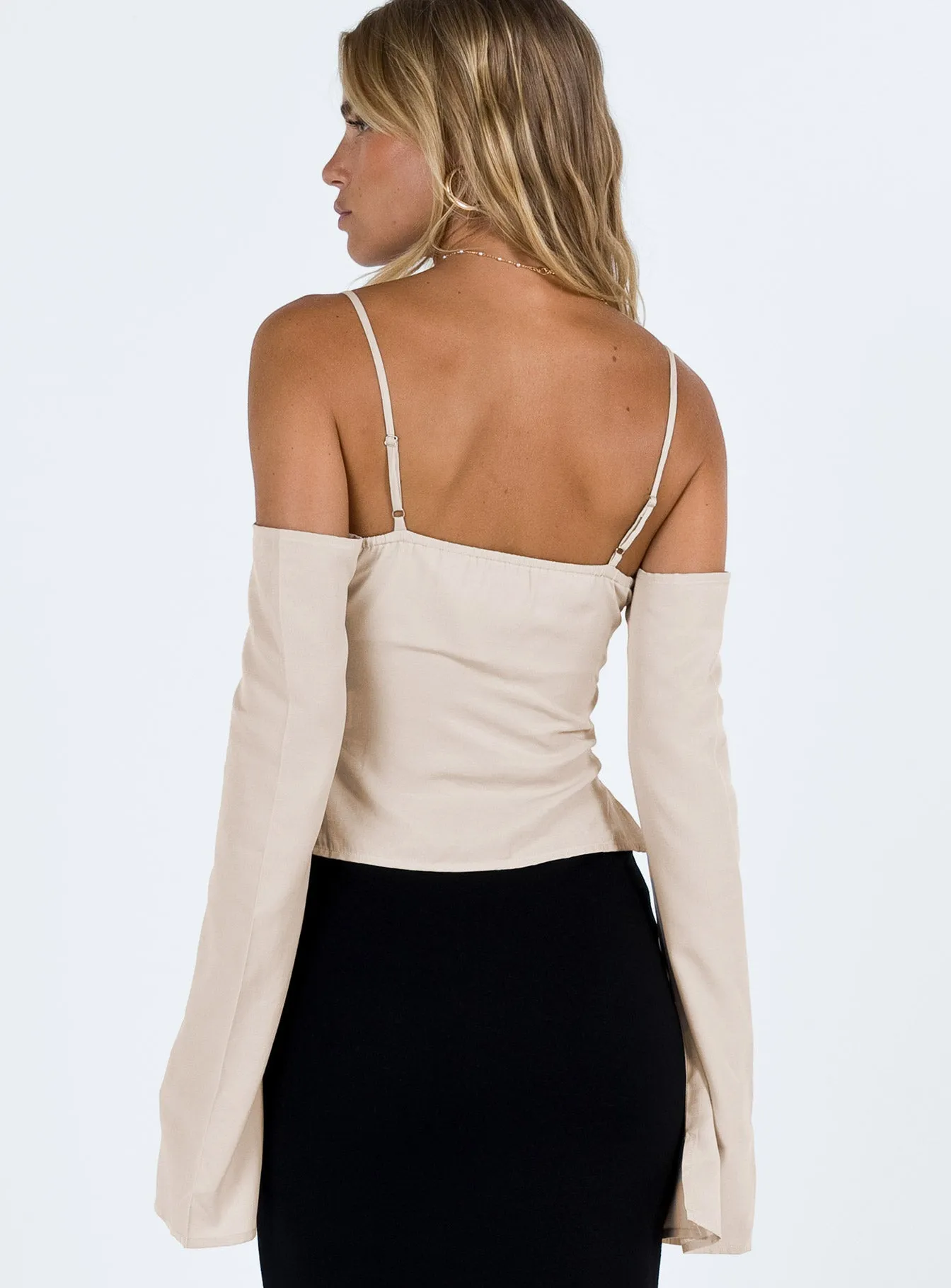 Cupro Cold Shoulder Top Cream