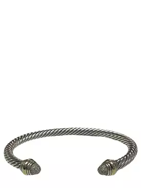 David Yurman Sterling Silver Cable Bracelet With 18K Gold And Pave Diamonds