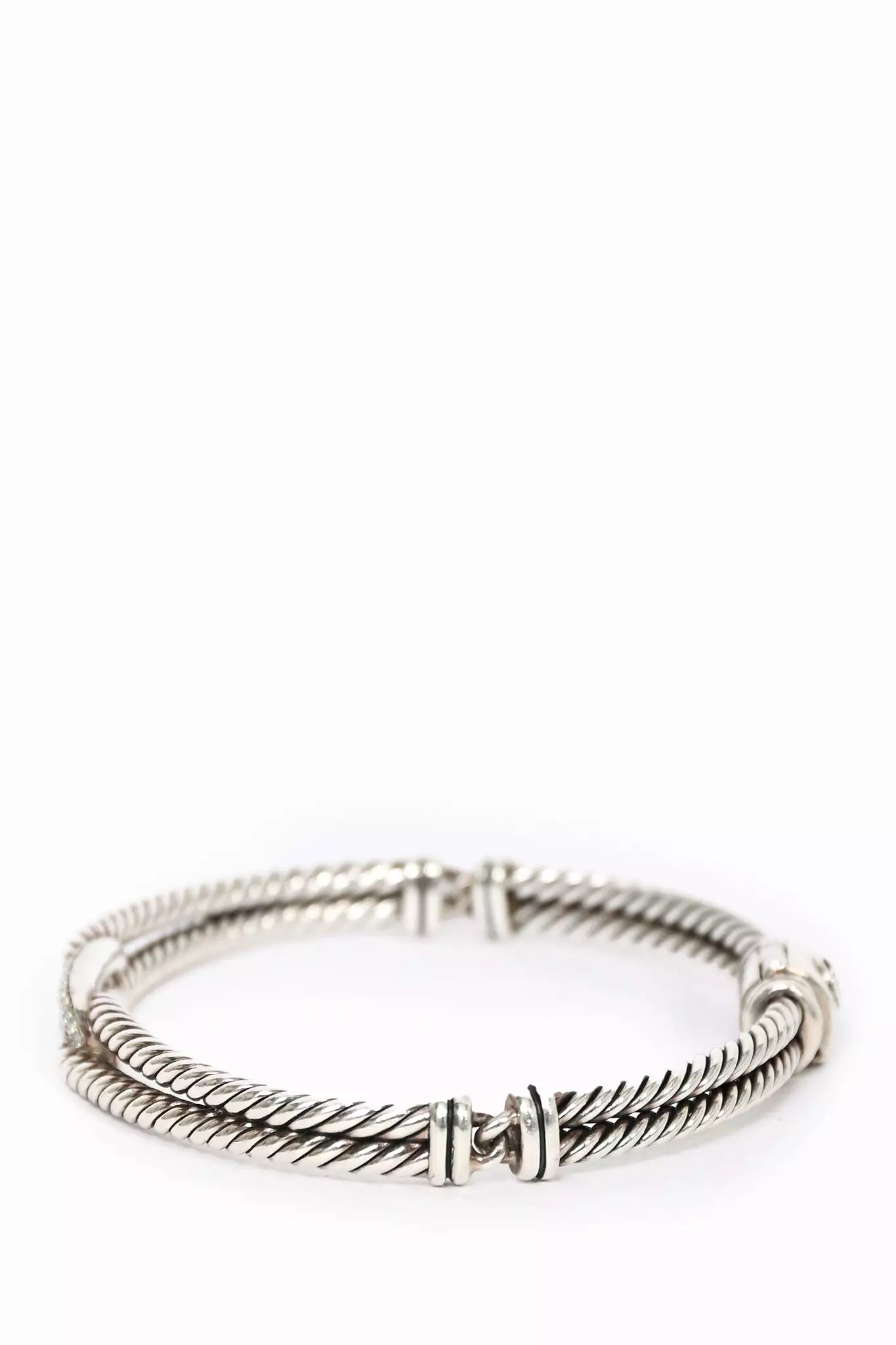 David Yurman Sterling Silver Diamond 'Labyrinth' Mini Loop Bracelet