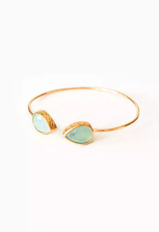 Debbie Katz - Nika 18K Gold Bracelet Ocean Cat Eye Stone