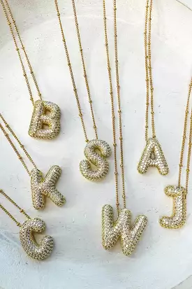 Diamond Bubble Letter Necklace