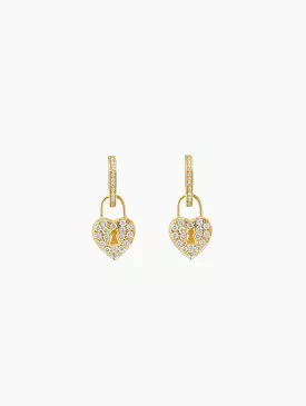 Diamond Heart Lock Earrings