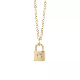 Diamond Padlock Necklace - 14k Yellow Gold