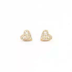 Diamond Puffy Heart Studs