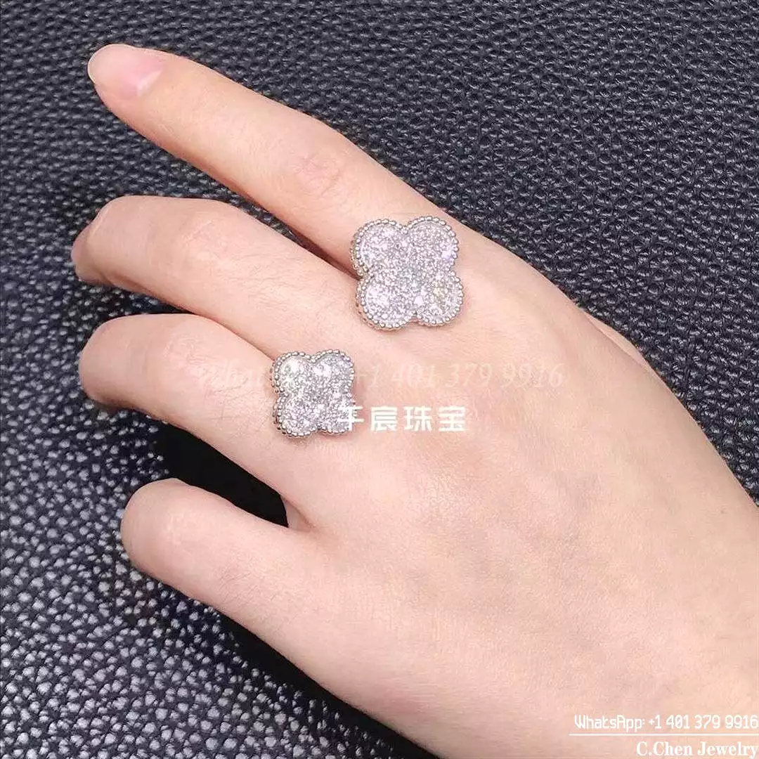 Double Flower Ring Female 925 Stamp Opening Flower White Zircon Ring Wedding Valentine's Day Gift -S4642350