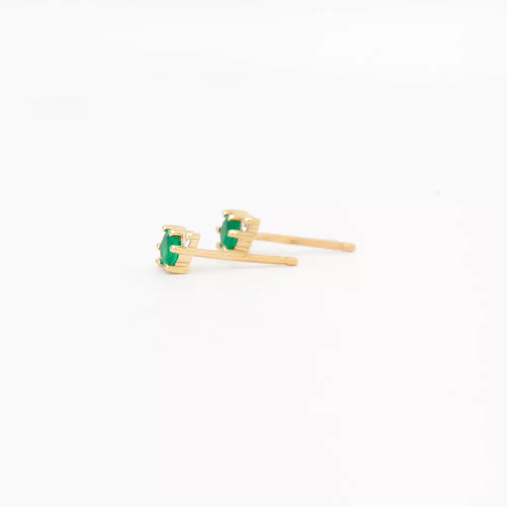 Emerald and Diamond Trio Studs