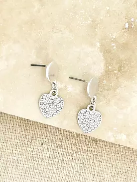 Envy Diamanté Heart Earrings - Silver