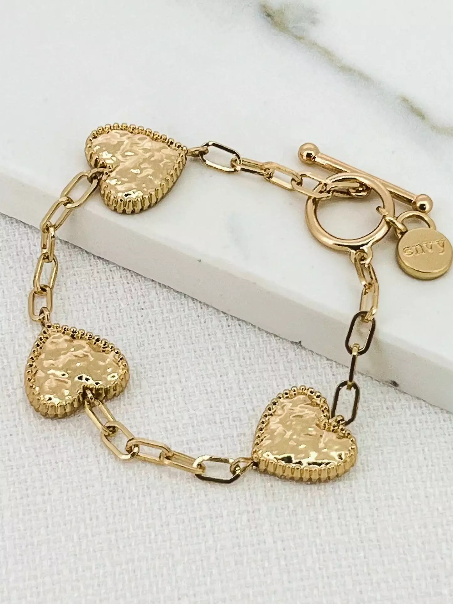 Envy Textured Heart Bracelet - Gold