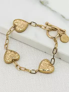 Envy Textured Heart Bracelet - Gold