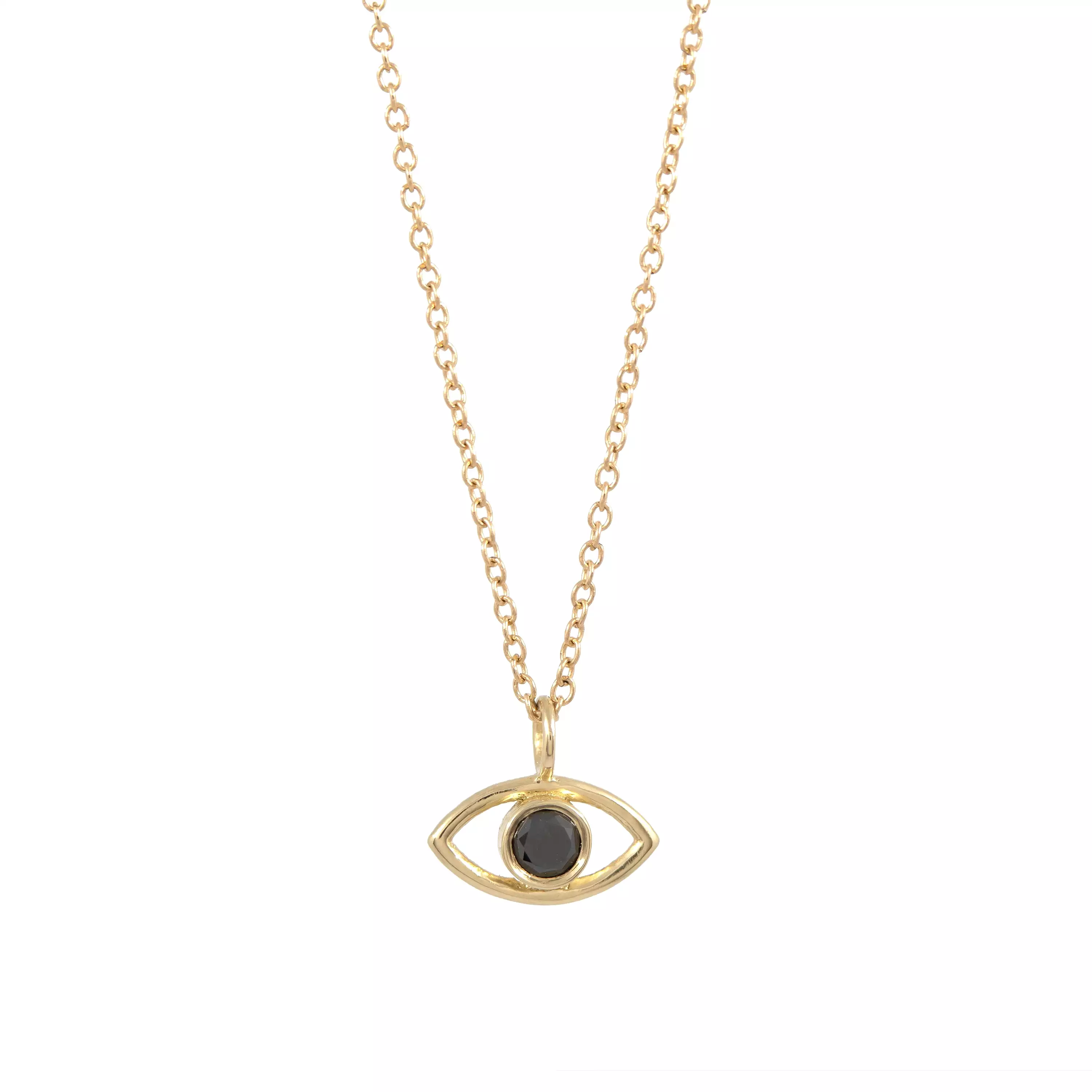 Evil Eye Diamond Necklace - 14K Yellow Gold