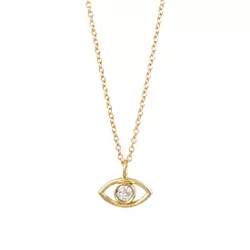 Evil Eye Diamond Necklace - 14K Yellow Gold