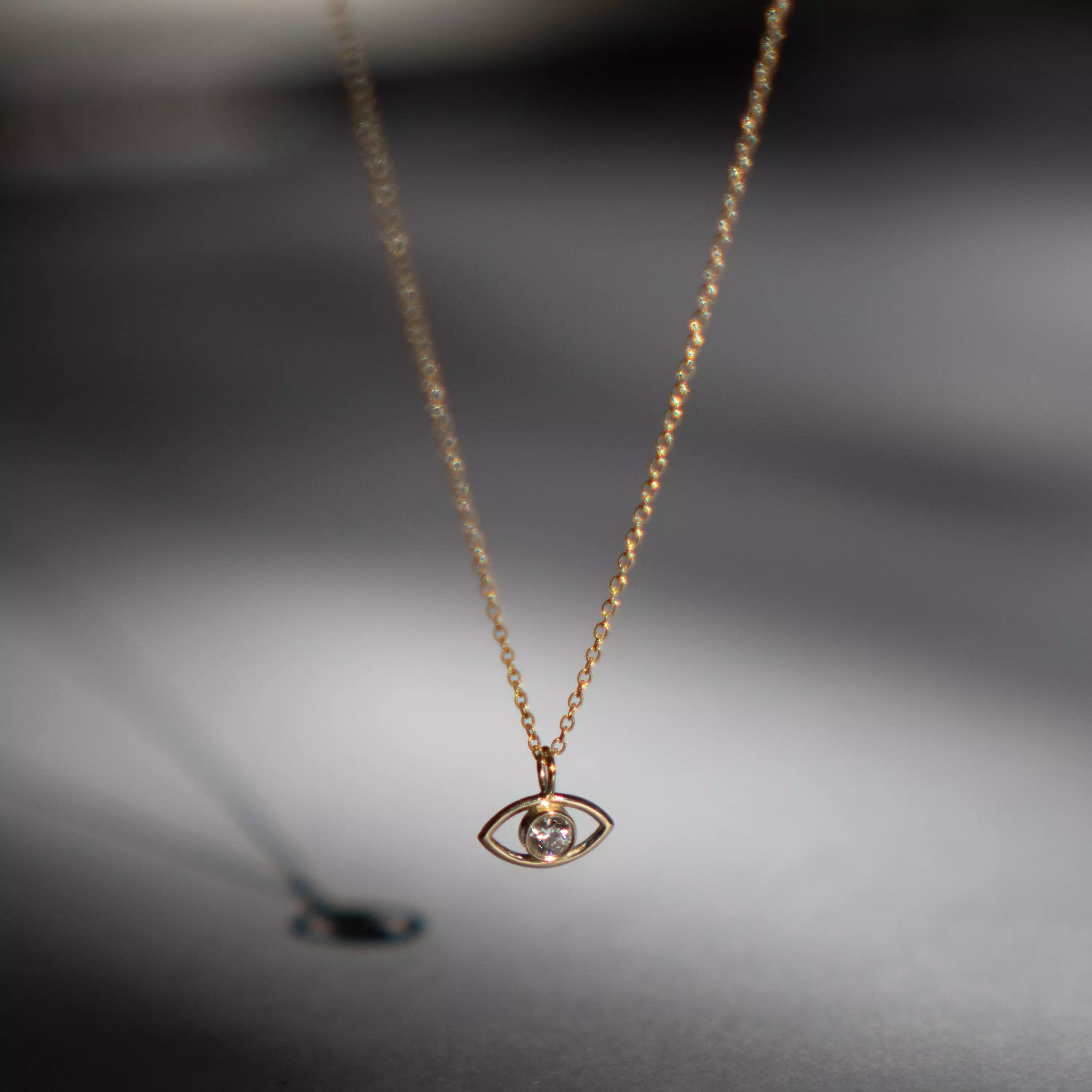 Evil Eye Diamond Necklace - 14K Yellow Gold