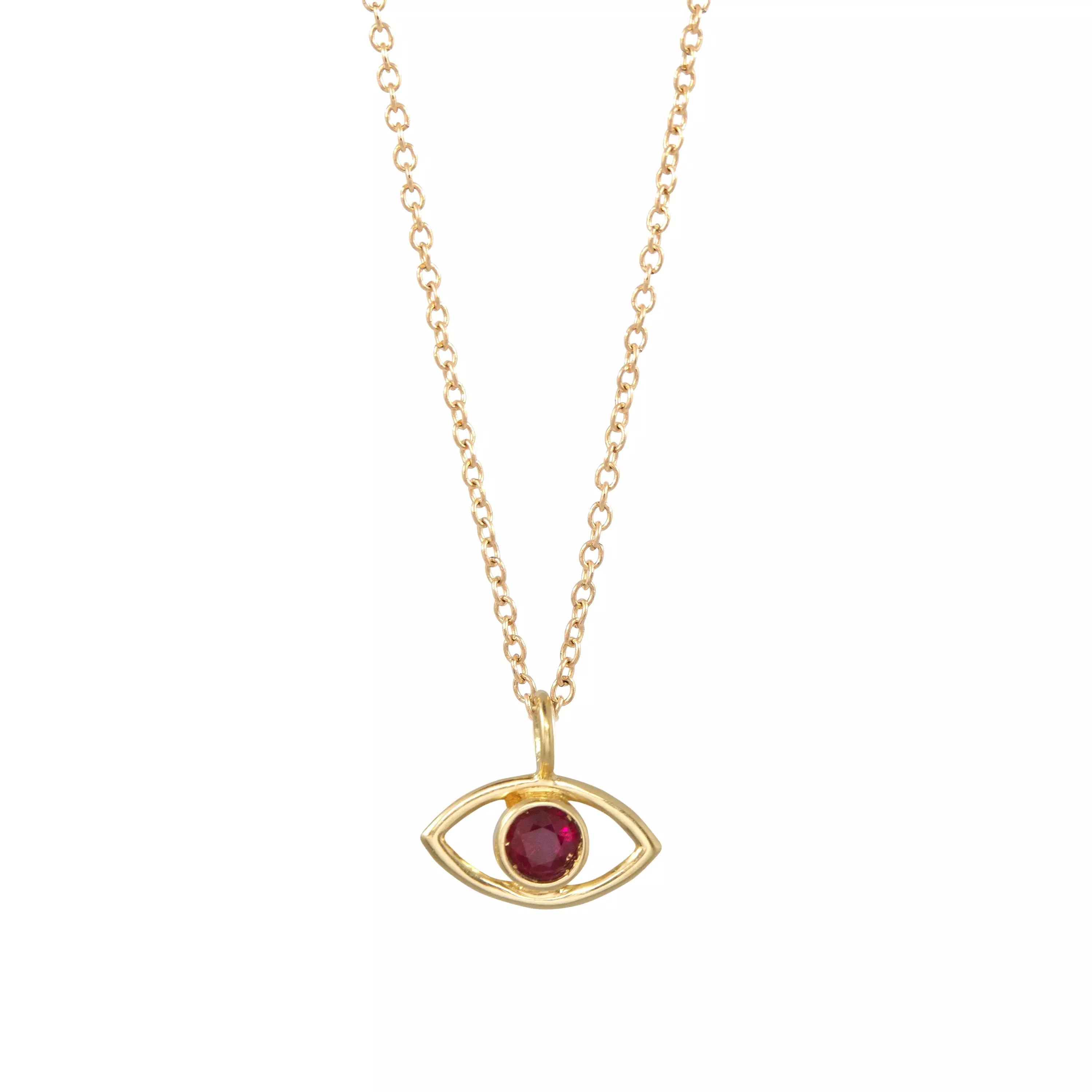 Evil Eye Diamond Necklace - 14K Yellow Gold