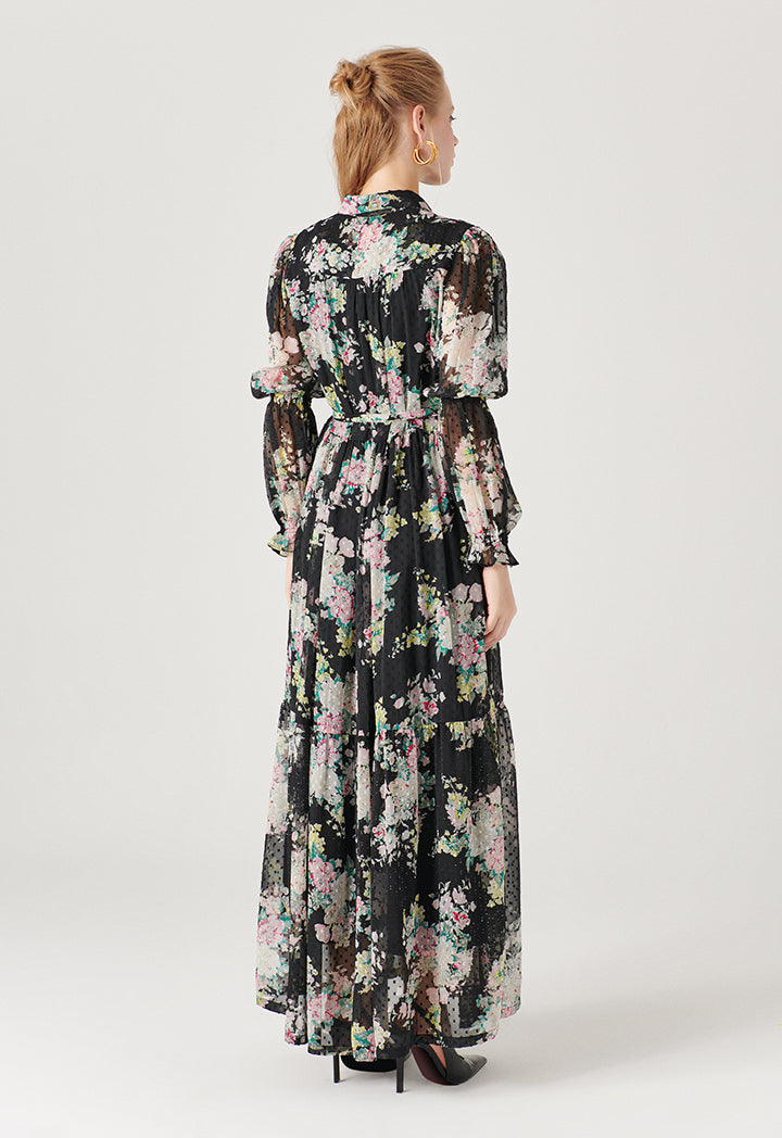 Floral Printed Dobby Maxi Dress