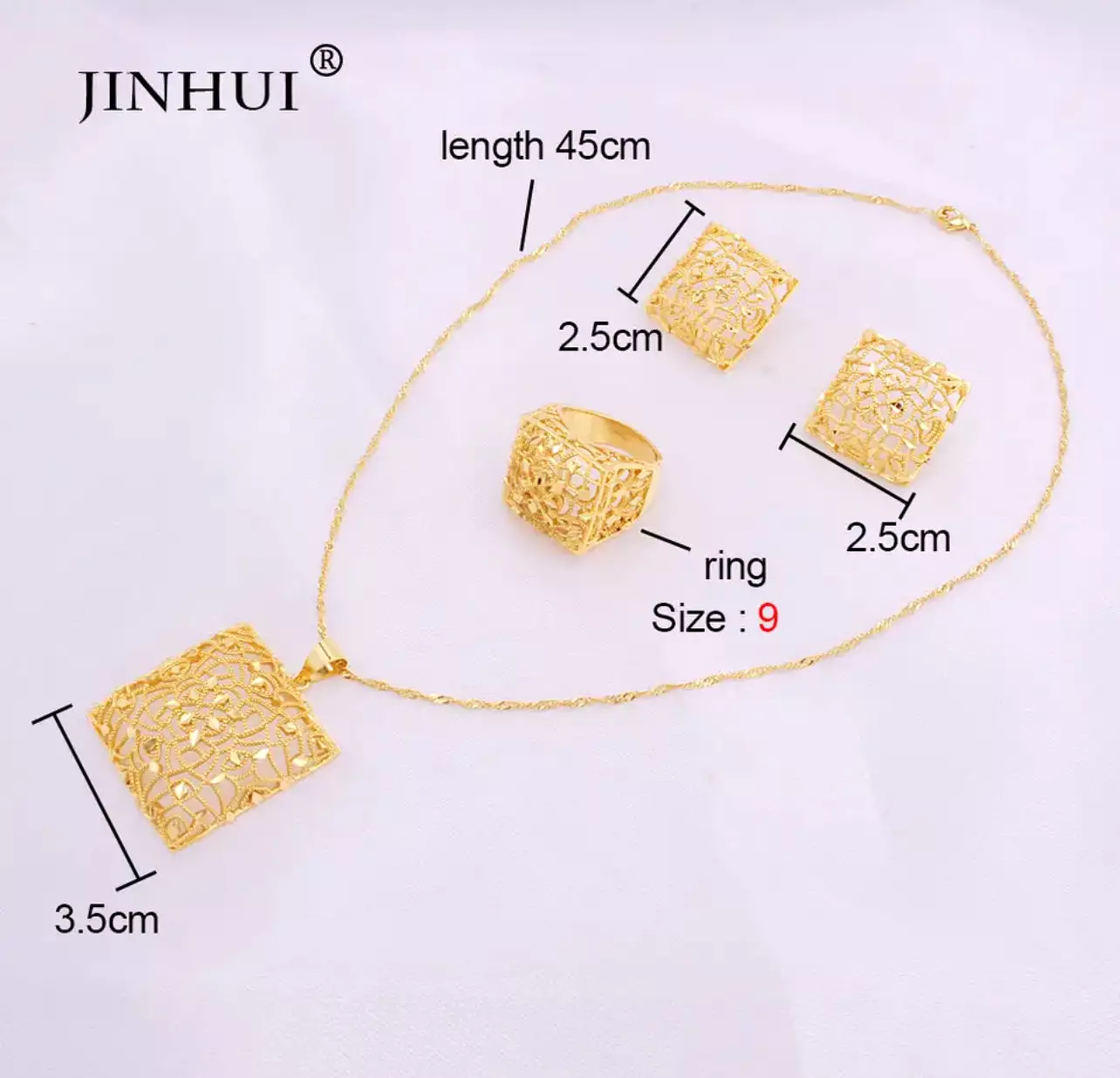 Gold color Jewelry sets Ethiopia women African Party wedding gifts Necklace Earrings ring S3972242