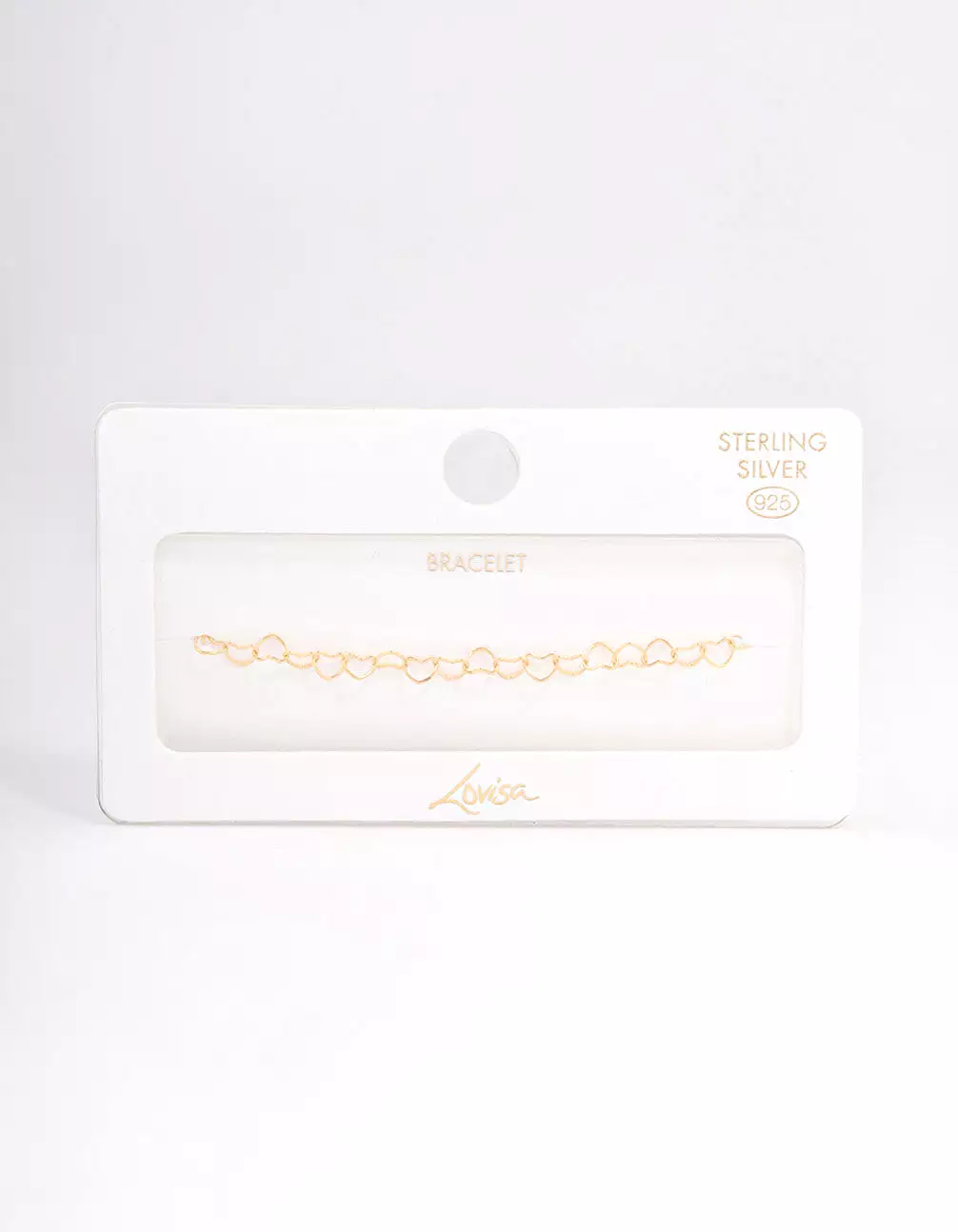 Gold Plated Sterling Silver Linked Hearts Bracelet