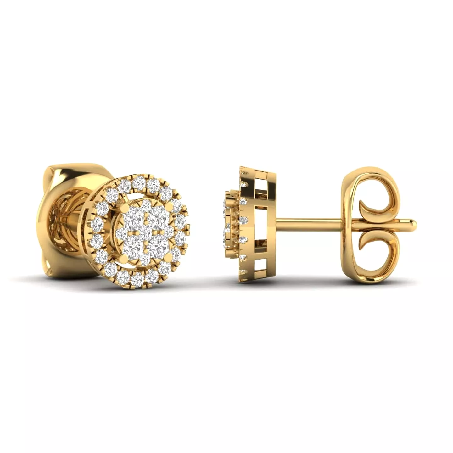 Halo Diamond Stud Earrings Lab Grown