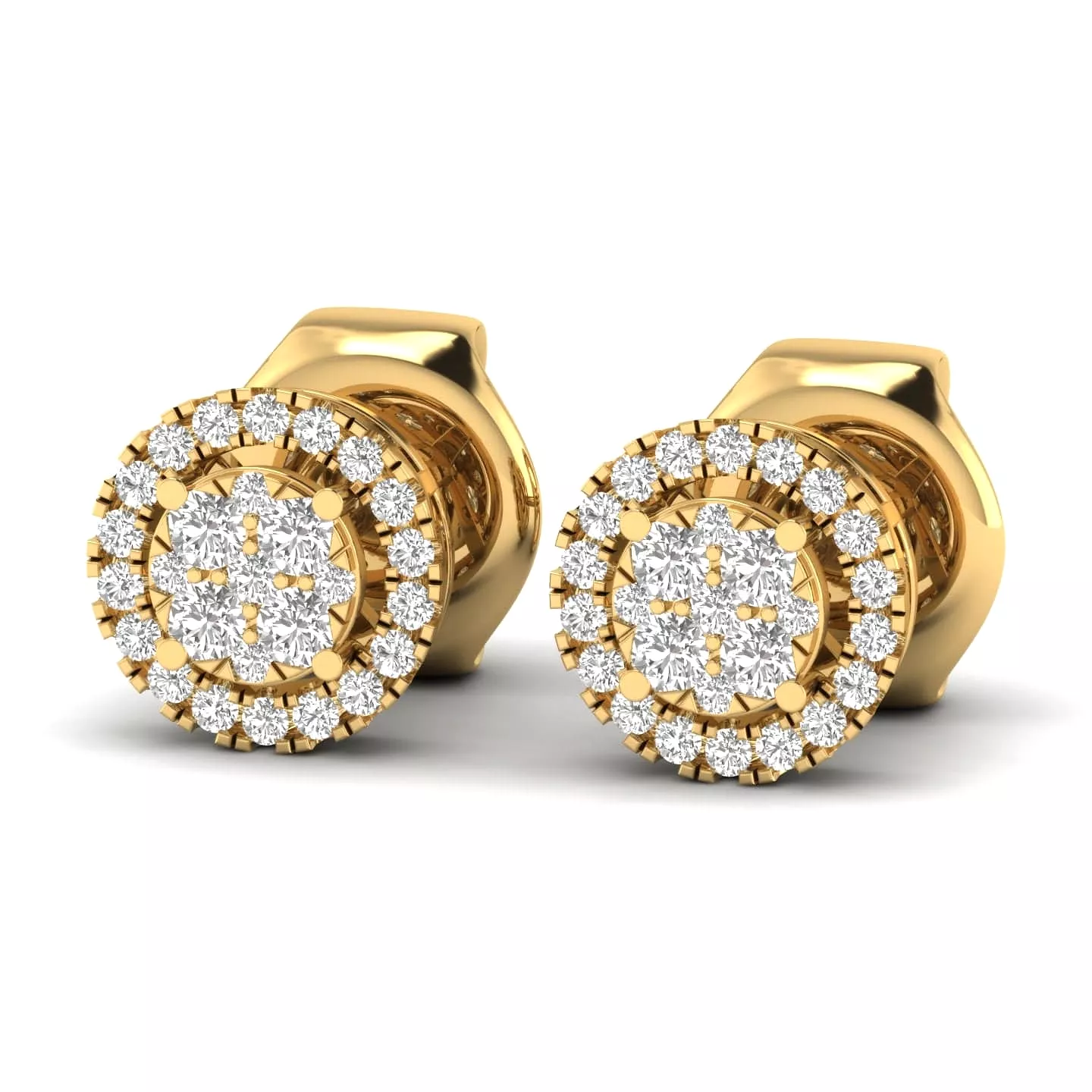 Halo Diamond Stud Earrings Lab Grown