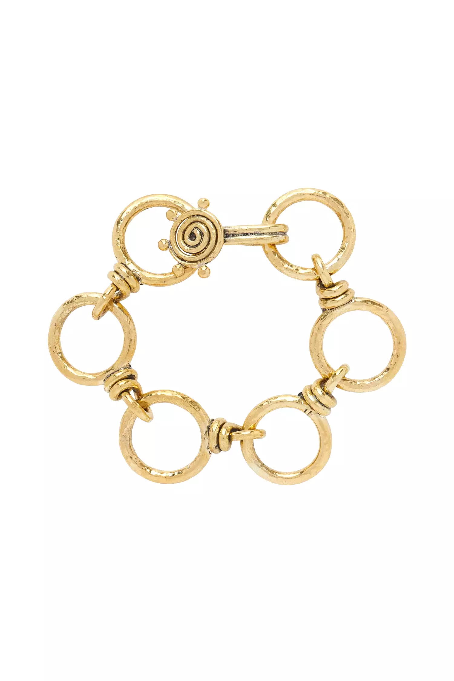 Hammered Circle Chain Bracelet - Brass