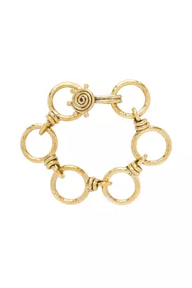 Hammered Circle Chain Bracelet - Brass