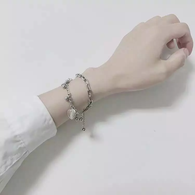 Heart Charm Silver Bracelet