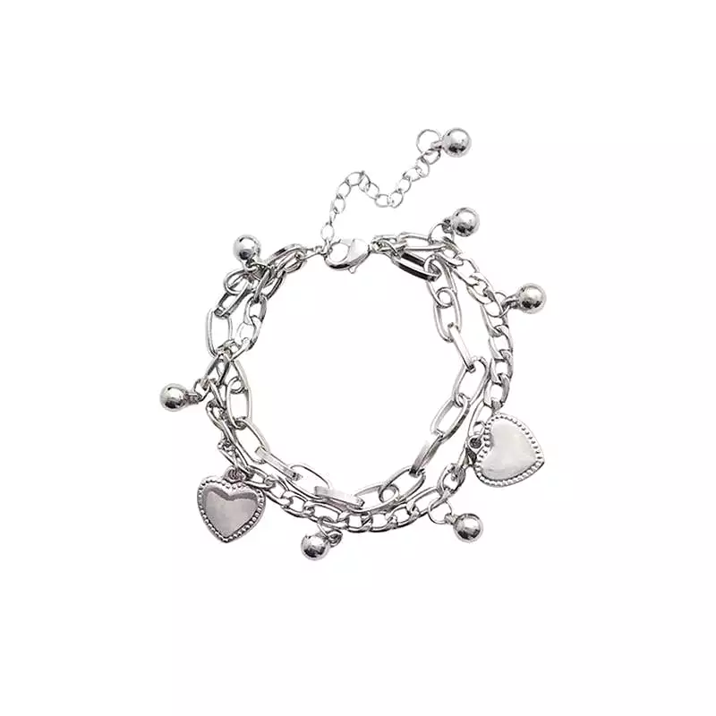 Heart Charm Silver Bracelet