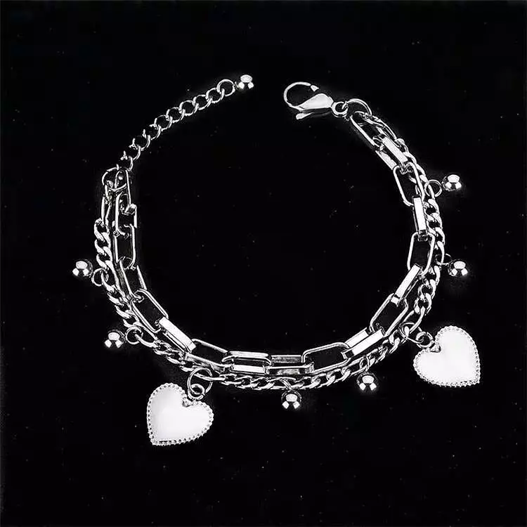 Heart Charm Silver Bracelet