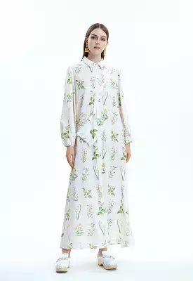 Herbarium Floral Dress With Fixed Pouch