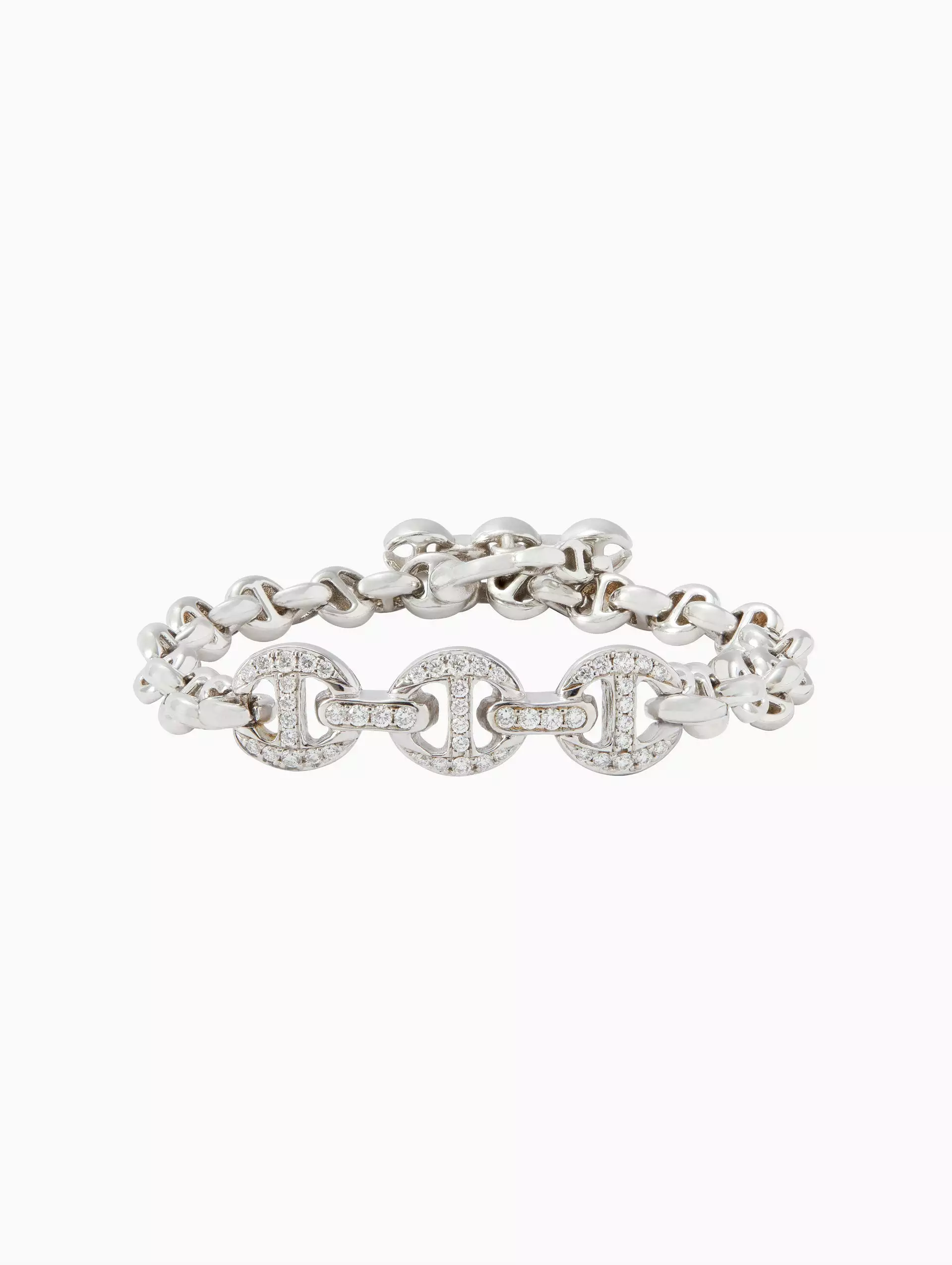 ID Bracelet With Antiquated Diamond Pendant