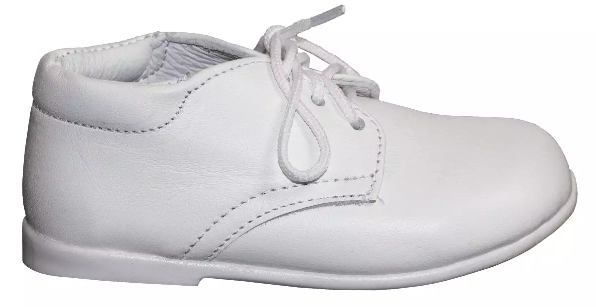 Infant White Round Toe Dress Shoe Lace Up - Noah