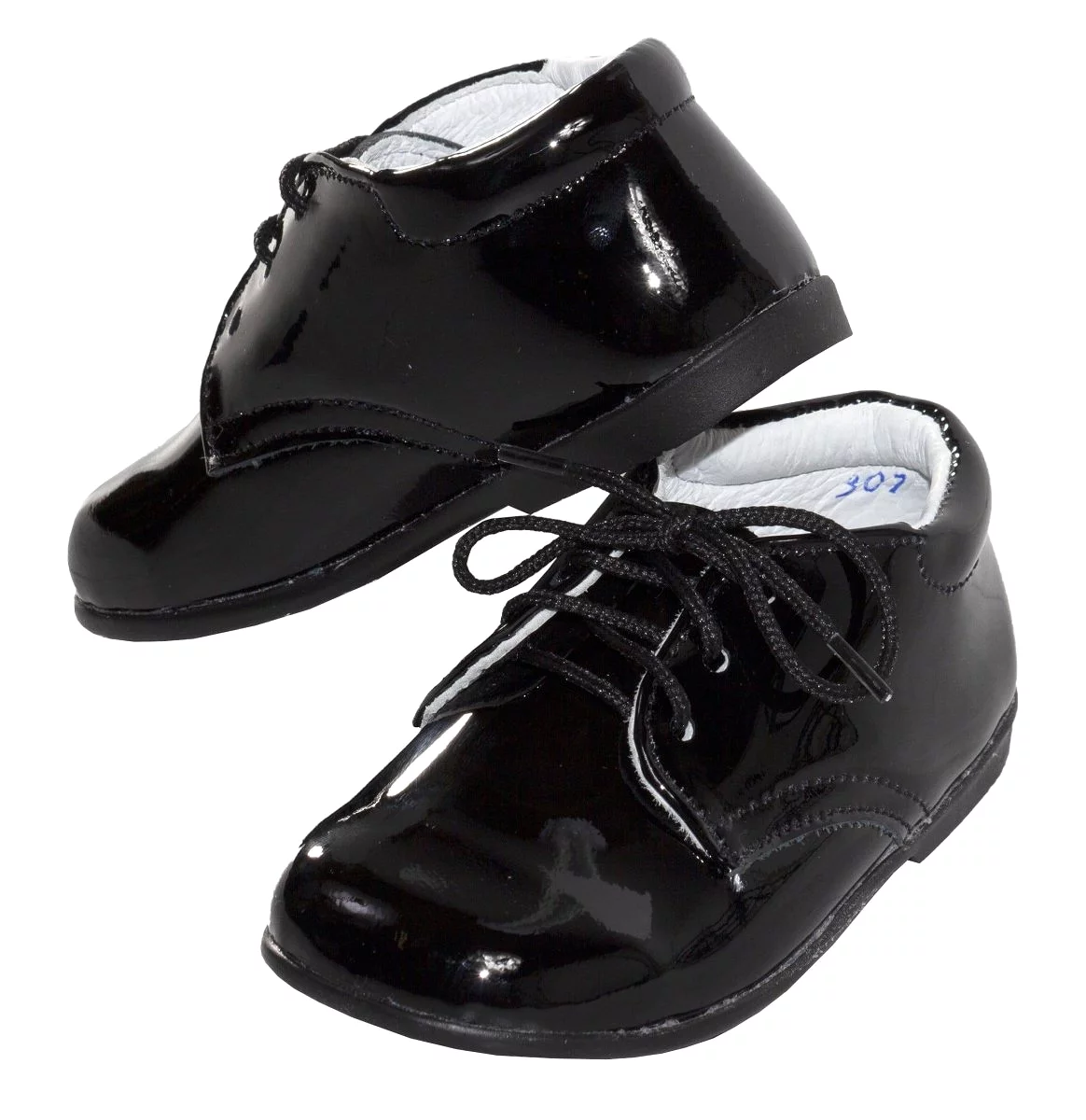 Infants Round Toe Black Formal Lace Up Shoe - Zac