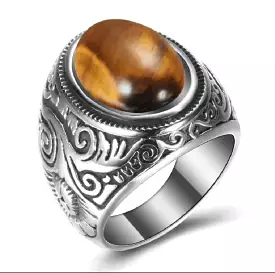 Kalen Charm Men's Ring 6mm Wide Carved Pattern Stainless Steel Exotic Party Jewelry X 3497527