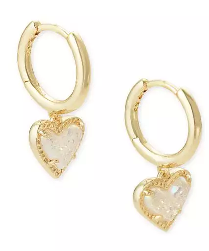 Kendra Scott Ari Heart Drusy Huggie Earring - Gold/Irid Drusy