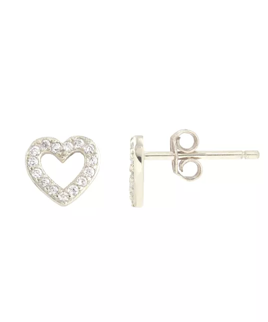 Kris Nations Heart Crystal Outline Stud Earrings - Gold OR Silver