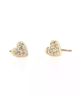 Kris Nations Heart Pave Stud Earrings - Gold