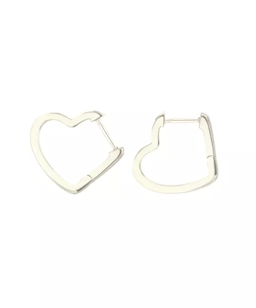 Kris Nations Open Heart Hinged Huggie Earrings - Silver