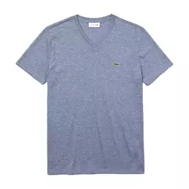 Lacoste Authentic Pima Cotton Men's Light Indigo Blue V-Neck  T-Shirt