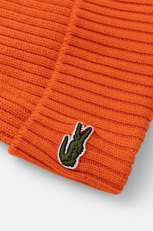 Lacoste wool beanie orange color