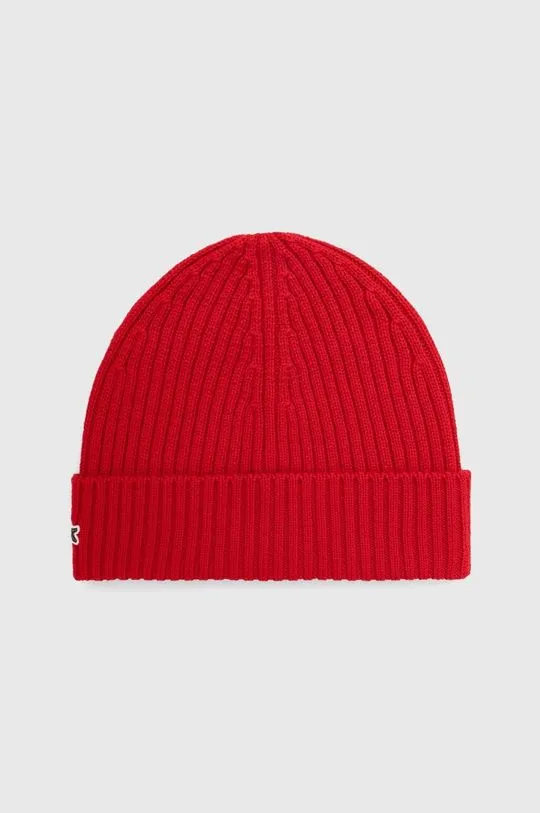 Lacoste wool beanie red color