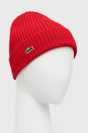 Lacoste wool beanie red color