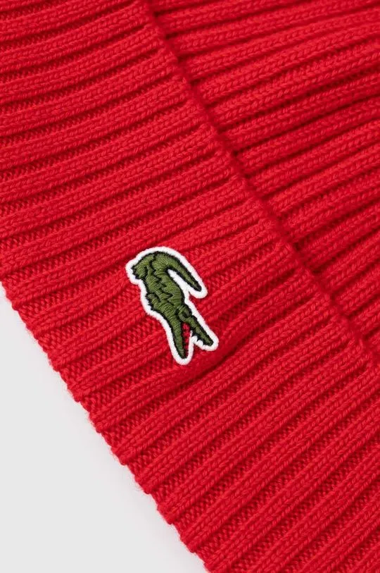 Lacoste wool beanie red color