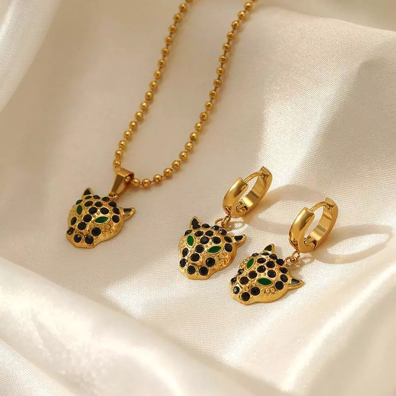 Leopard Diamond Earring Necklace