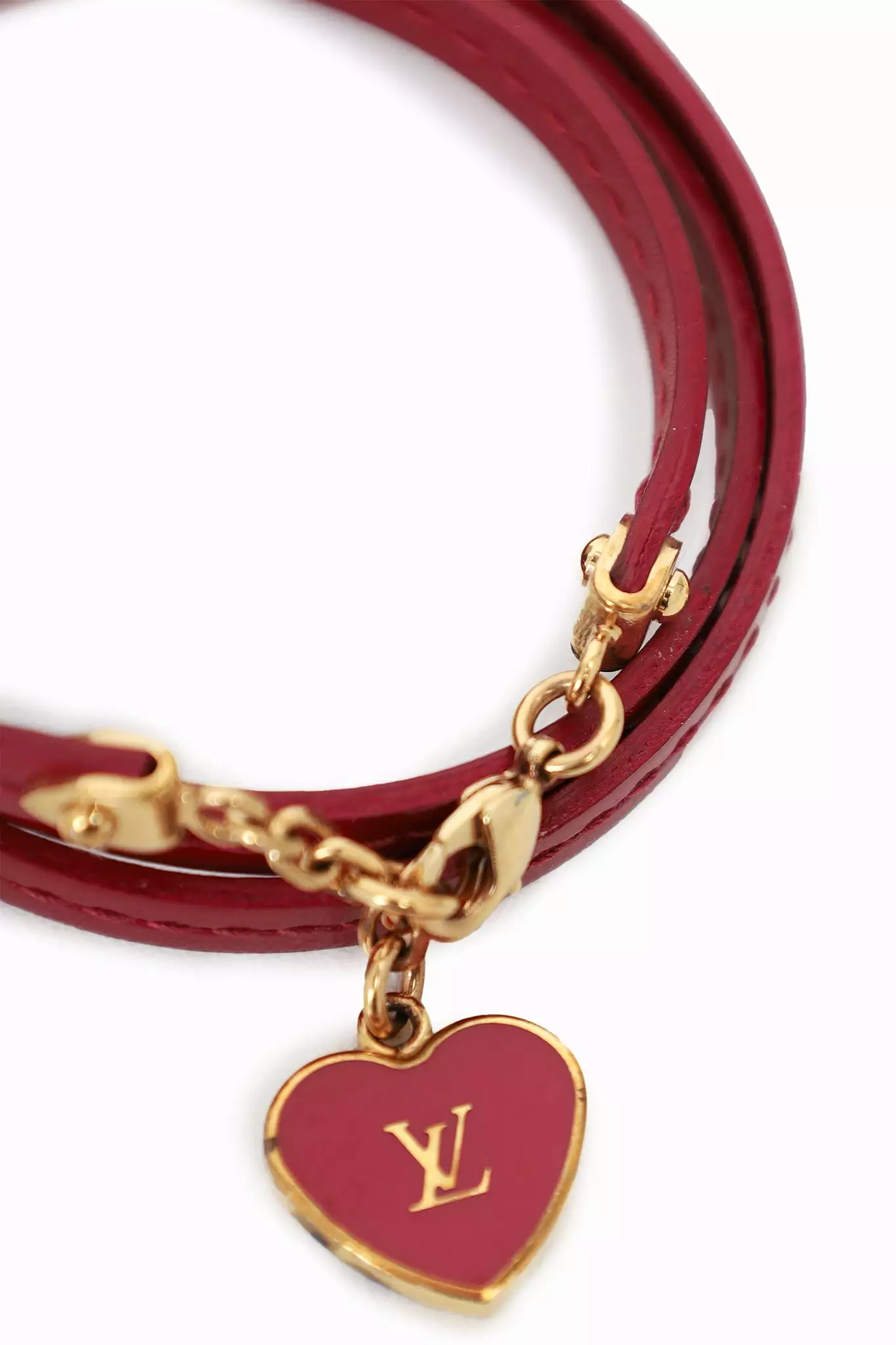 Louis Vuitton Red Patent Heart Charm Bracelet