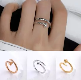 Luxury Nail Ring  Men's and Women's Simple Plain Style Rings- X4721117