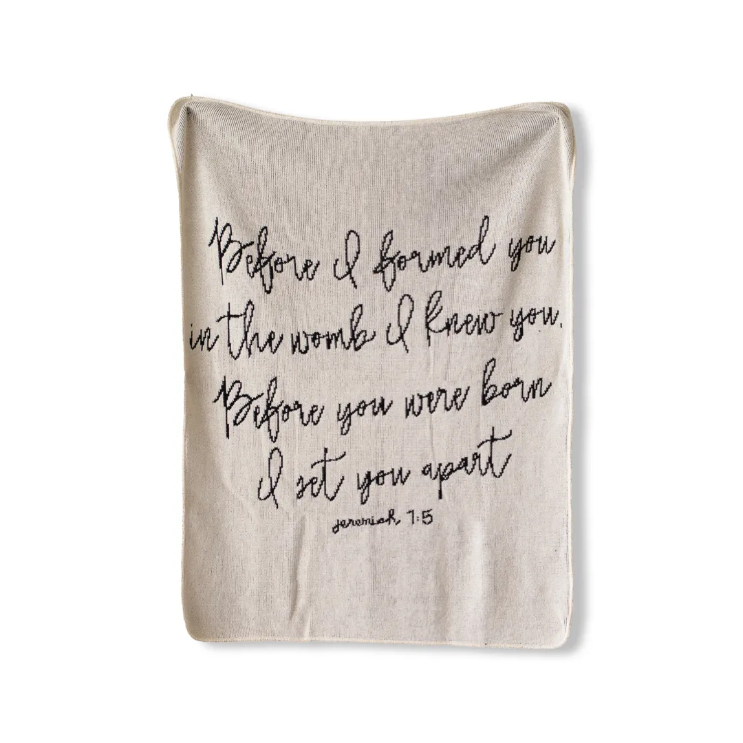 Made in the USA | Recycled Cotton Blend Jeremiah 1:5 Throw Blanket